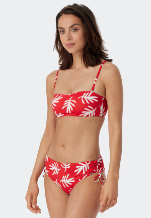 Top a fascia foderato per bikini con coppe morbide, spalline regolabili e motivo di coralli, rosso - Mix & Match Coral Life