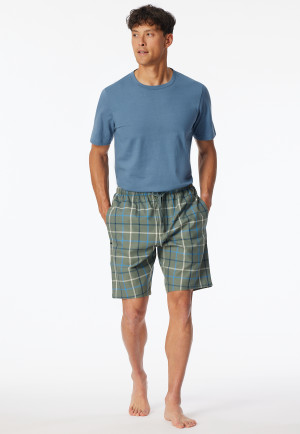 Bermuda shorts short woven fabric khaki chequered - Mix+Relax