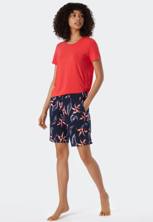 Bermuda shorts modal pockets leaf print multicolor - Mix+Relax