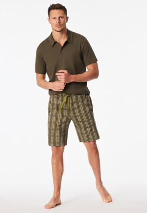 Bermuda olijf patroon - Mix+ Relax