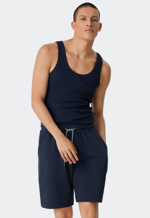 Bermuda shorts sweatwear organic cotton Tencel stripes dark blue - Mix & Relax