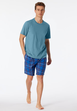 Bermuda shorts woven fabric organic cotton checks indigo - Mix+Relax