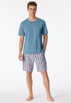 Bermuda shorts woven organic cotton stripes grapefruit - Mix+Relax