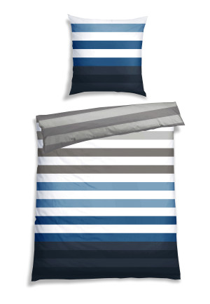 Beddengoed 2-delig fijne bever blauw gestreept - Schiesser Home