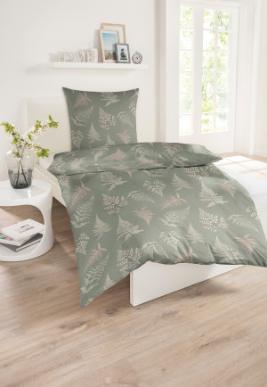 Bed linen 2-piece soft flannel khaki patterned - SCHIESSER Home