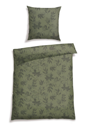Bed linen 2-piece renforcé leaf pattern dark green - SCHIESSER Home