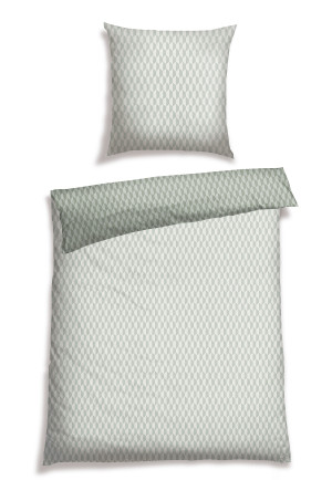 Set di biancheria da letto composto da 2 pezzi in Renforcé con motivo grafico verde menta e crema - SCHIESSER Home