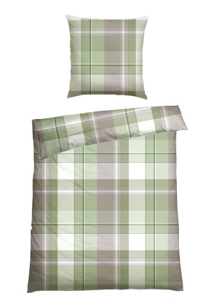 Bed linen set two-piece Renforcé green chequered - SCHIESSER Home