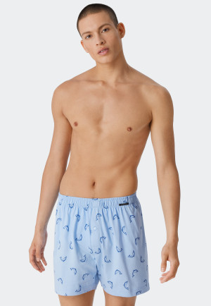 Boxershorts 2-pack jersey effen met patroon dolfijnen blauw - Fun Prints