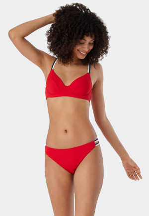 Beugelbikiniset, verstelbare bandjes, minislip, rib-look, rood - Underwater