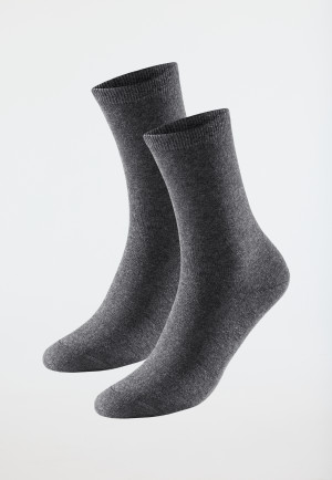 Confezione da 2 paia di calzini da donna in cotone biologico, grigio screziato - 95/5
