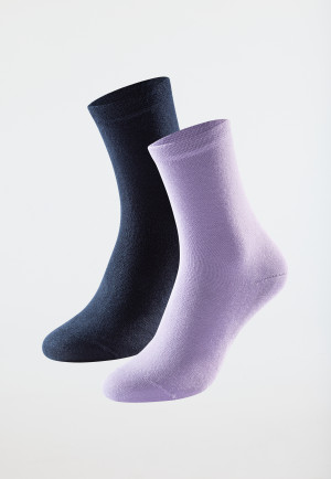 Damensocken 2er-Pack Organic Cotton lavendel/nachtblau - 95/5