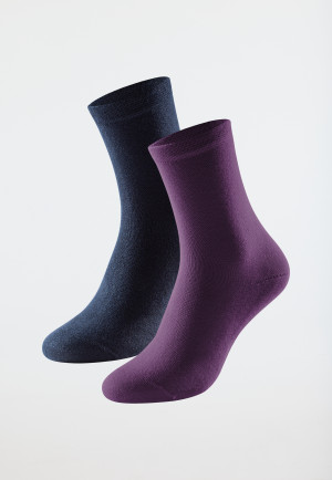 Damensocken 2er-Pack Organic Cotton lila/schwarz - 95/5