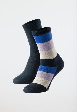 Damensocken 2er-Pack unifarben/geringelt mehrfarbig - Long Life Cool
