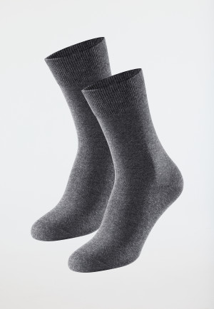 Chaussettes pour homme lot de 2 coton bio anthracite chiné - 95/5