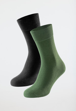 Herrensocken 2er-Pack Organic Cotton grün/schwarz - 95/5