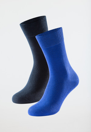 Chaussettes pour homme lot de 2 coton bio bleu roi/bleu nuit - 95/5