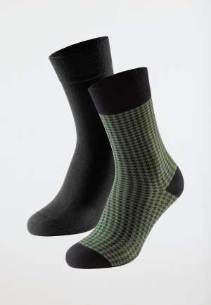 Herrensocken 2er-Pack Pima Baumwolle uni gemustert dunkelbraun/grün - Long Life Cool