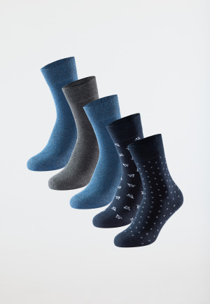 Herrensocken 5er-Pack stay fresh uni gemustert mehrfarbig - Bluebird
