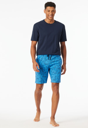Hose kurz indigo gemustert - Mix+Relax