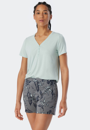 Hose kurz Modal Taschen Blätterprint multicolor - Mix+Relax