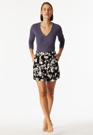 Pants short viscose woven fabric flowers multicolor Mix+Relax