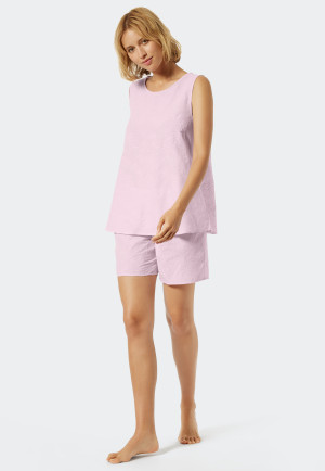 Pantaloncini in tessuto ricamato di colore lilla - Mix + Relax