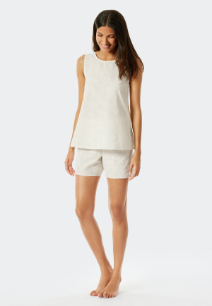 Pantalone corto in tessuto ricamato, bianco sporco - Mix+Relax