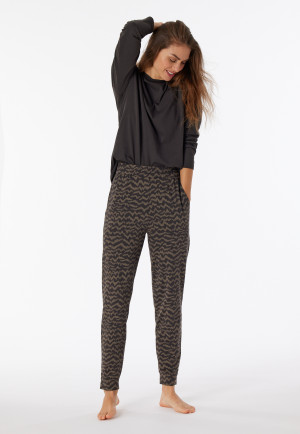Pants long cuffs patterned anthracite - Mix+Relax