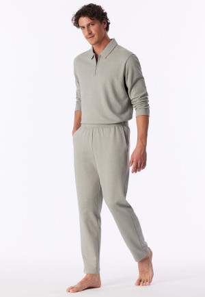 Pantaloni lunghi a costine sottili, jacquard, color taupe brillante - Mix+Relax