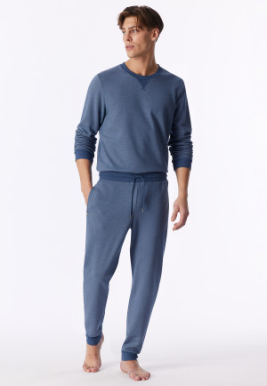 Langere broek met jacquardmanchetten in faded denim - Mix+ Relax