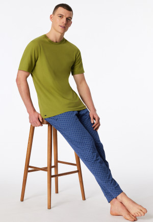 Hose lang Jersey Bündchen blaugrau gemustert - Mix+Relax