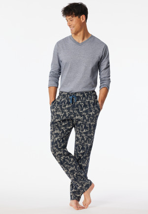 Hose lang maritim gemustert navy - Mix+Relax