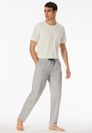 Hose lang Single Jersey Jacquard Streifen nachtblau - Mix+Relax