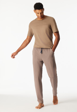 Pantalon long jersey simple rayures nougat - Mix+Relax
