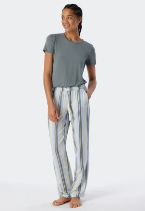 Pantaloni lunghi in tessuto di viscosa a righe, multicolori - Mix+Relax