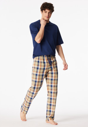 Hose lang Webware beige kariert - Mix+Relax