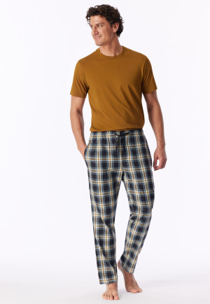 Long pants, woven fabric, curry chequered - Mix+ Relax
