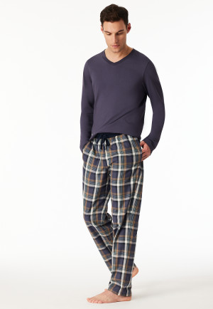 Pants long woven fabric graphite chequered - Mix+Relax