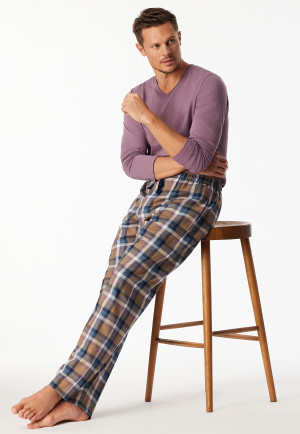 Pantalon long matière tissée à carreaux nougat - Mix+Relax