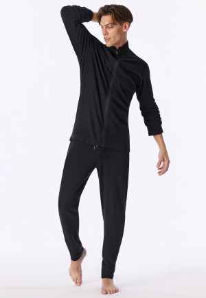 Jas met lange mouwen, dubbelrib, oversized, ritssluiting, warm, zwart - Mix+ Relax