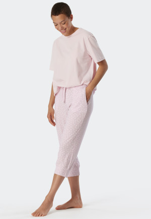 Loungehose 3/4-lang Modal Bündchen Punkte powder pink - Mix+Relax