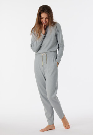 Loungebroek lang interlock grijs-gemêleerd - Mix+Relax