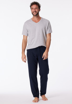 Pantaloni lunghi in stile lounge in jersey di colore blu scuro - Mix + Relax