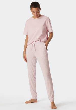 Pantalon d'intérieur long modal bords-côtes rose poudré - Mix+Relax