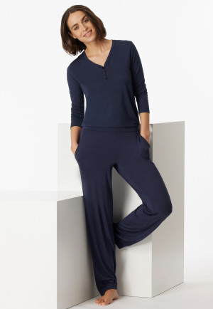 Pantalon d'intérieur long modal coupe Marlène bleu - Mix + Relax