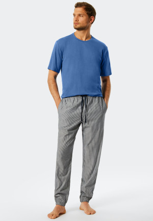 Pantalon d'intérieur en tissé bords-côtes rayures bleu foncé - Mix+Relax