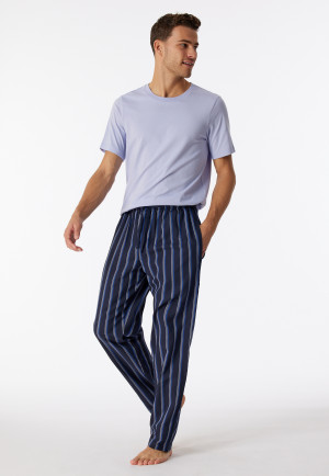 Loungehose lang Webware Organic Cotton Streifen nachtblau - Mix+Relax
