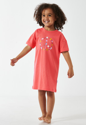 Chemise de nuit manches courtes Peace rouge - Girls World