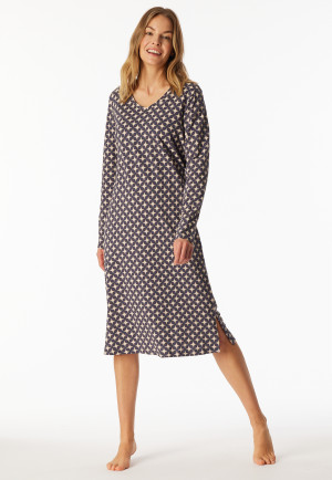 Chemise de nuit à manches longues graphite imprimé - Comfort Essentials